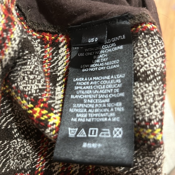 Free People Shape Up Trouser Pants Plaid High Rise Wide Leg Size 0 plaid pattern - Picture 7 of 8
